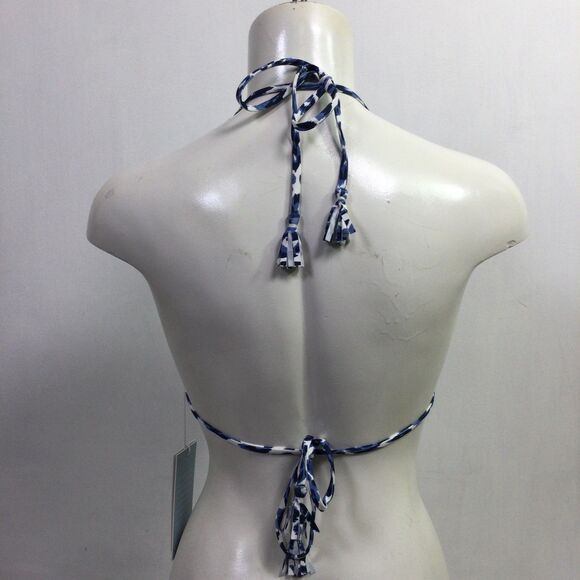 Calme Womens Tiger String Bikini Top Animal Print Stretch Blue White Size S NWT - Picture 8 of 15